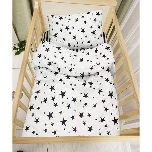 "Starry Dreams: Customizable 100% Cotton Baby Bedding Set for Newborn Girls and Boys - 3 Piece Set"